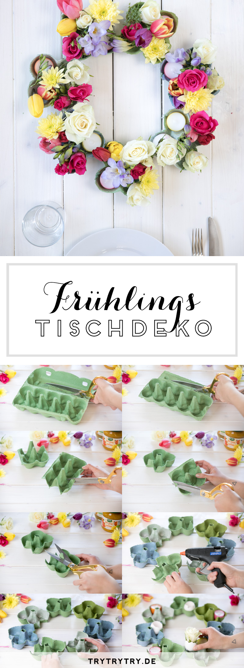 Frühlingstischdeko aus alten Eierkartons